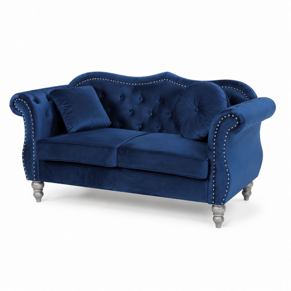 Sofa Dwuosobowa Aksamitna Niebieska-wohnformdesign