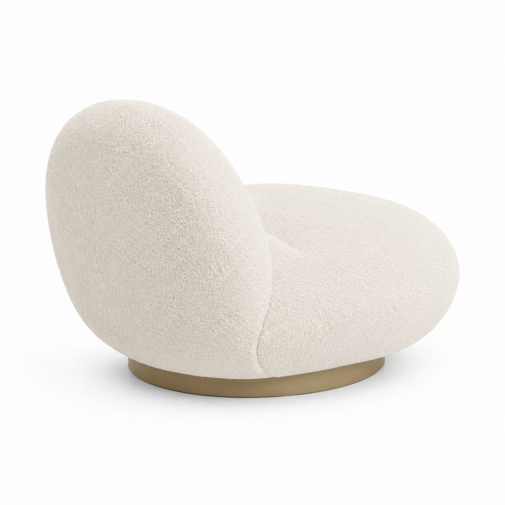 Fotel owalny z tkaniny bouclé, kremowy-wohnformdesign