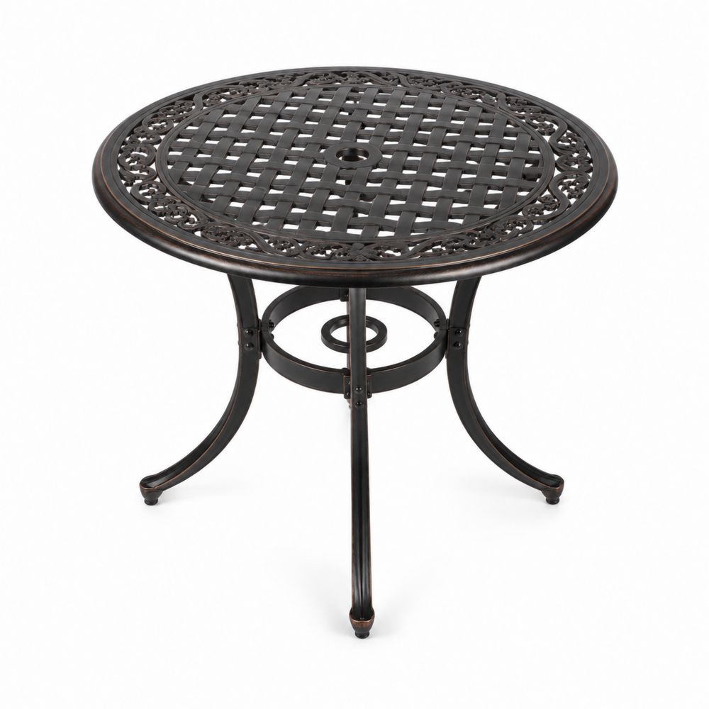 Stolik ogrodowy okrągły 60 cm żeliwny Czarny-wohnformdesign