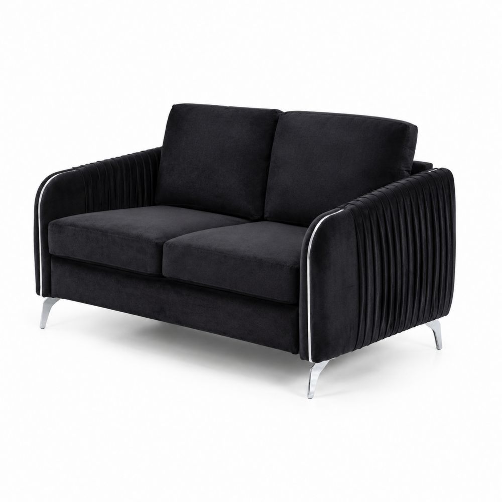 Sofa dwuosobowa aksamitna ze stalowymi nogami Czarny-wohnformdesign