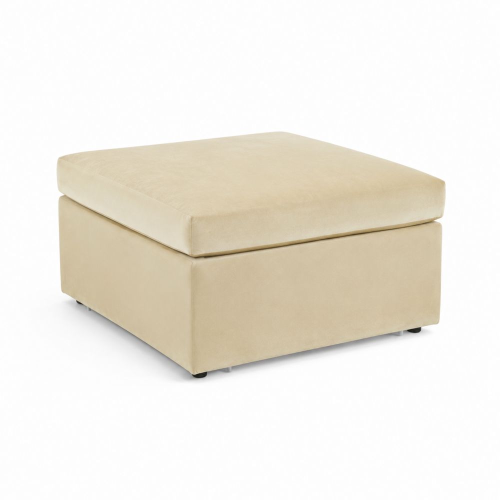 Kwadratowa pufa z weluru 80x80x45 cm Beżowy-wohnformdesign
