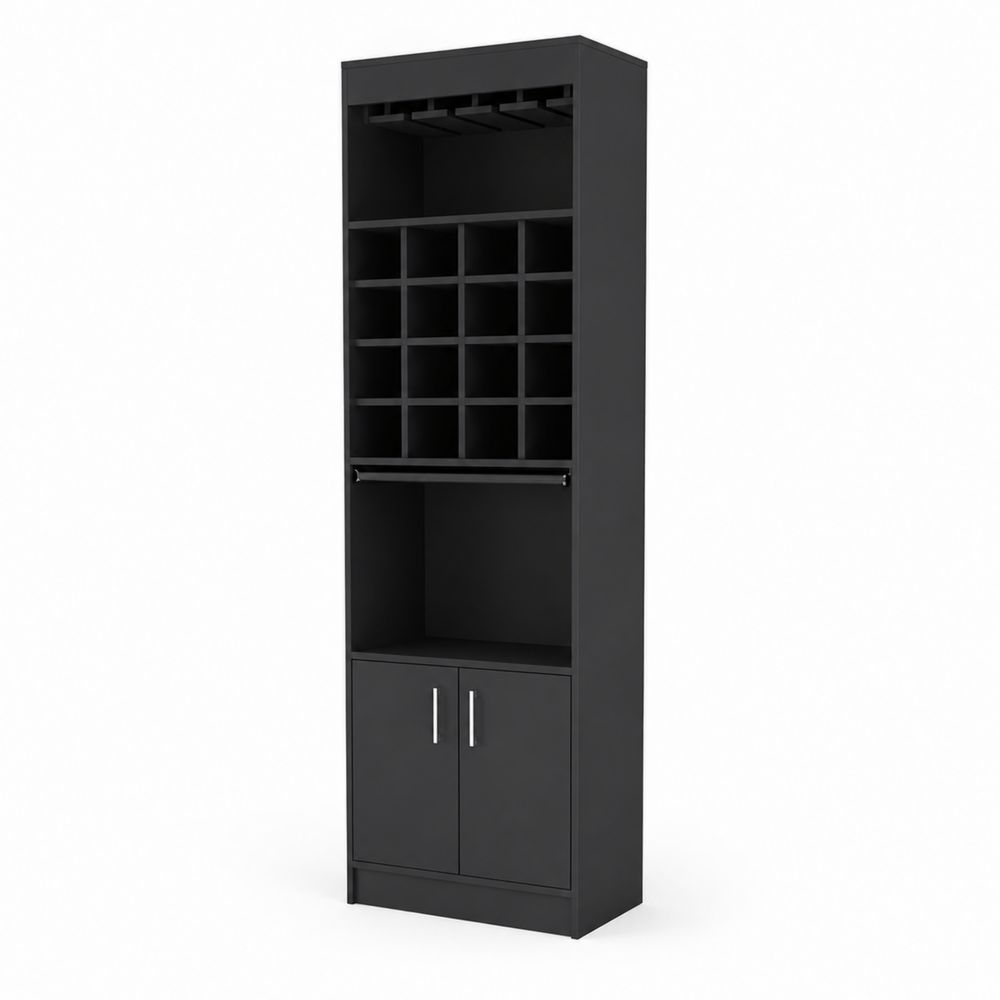Czarna szafka na wino z półkami 180x60x40 cm-wohnformdesign