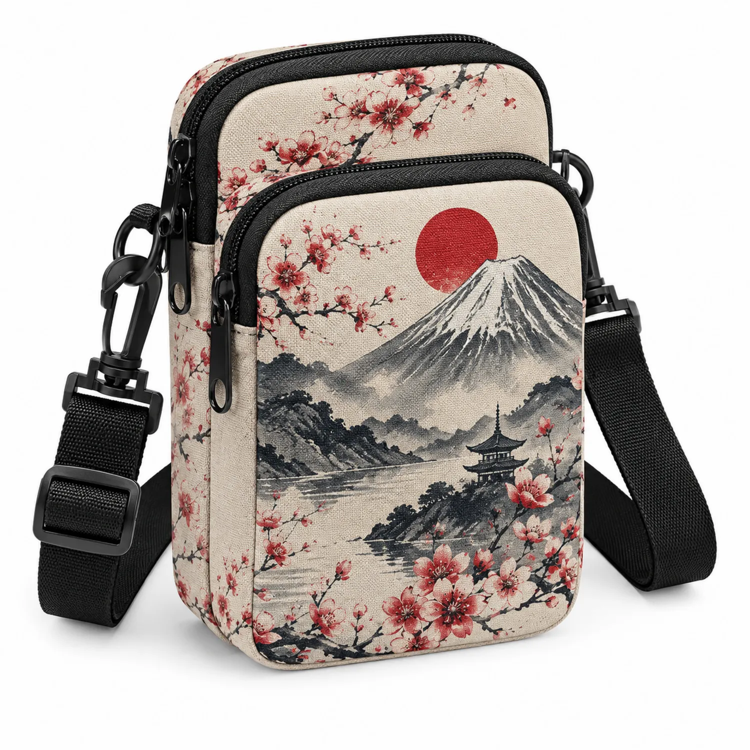 Borsa a Tracolla con Stampa Giapponese