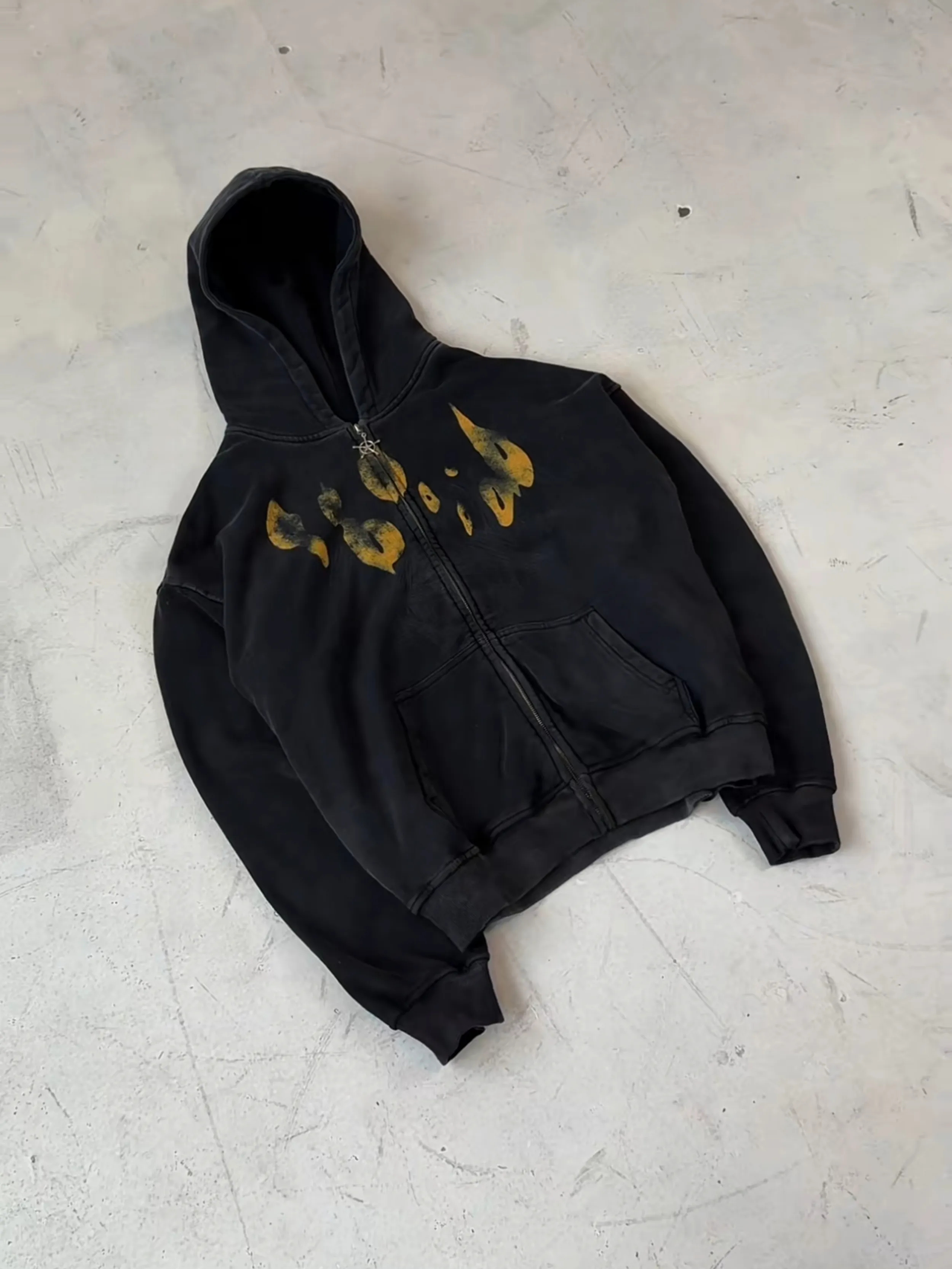 CROWN MARK Unisex Washed Zip Up Hoodie