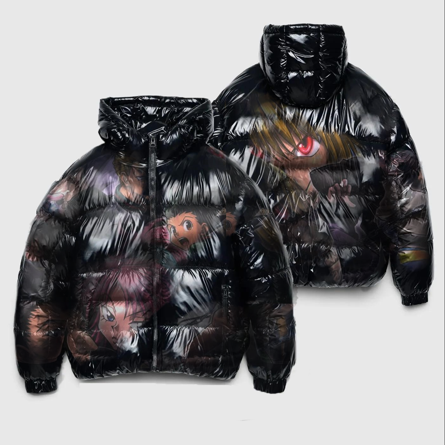 Padded jacket with shiny hood