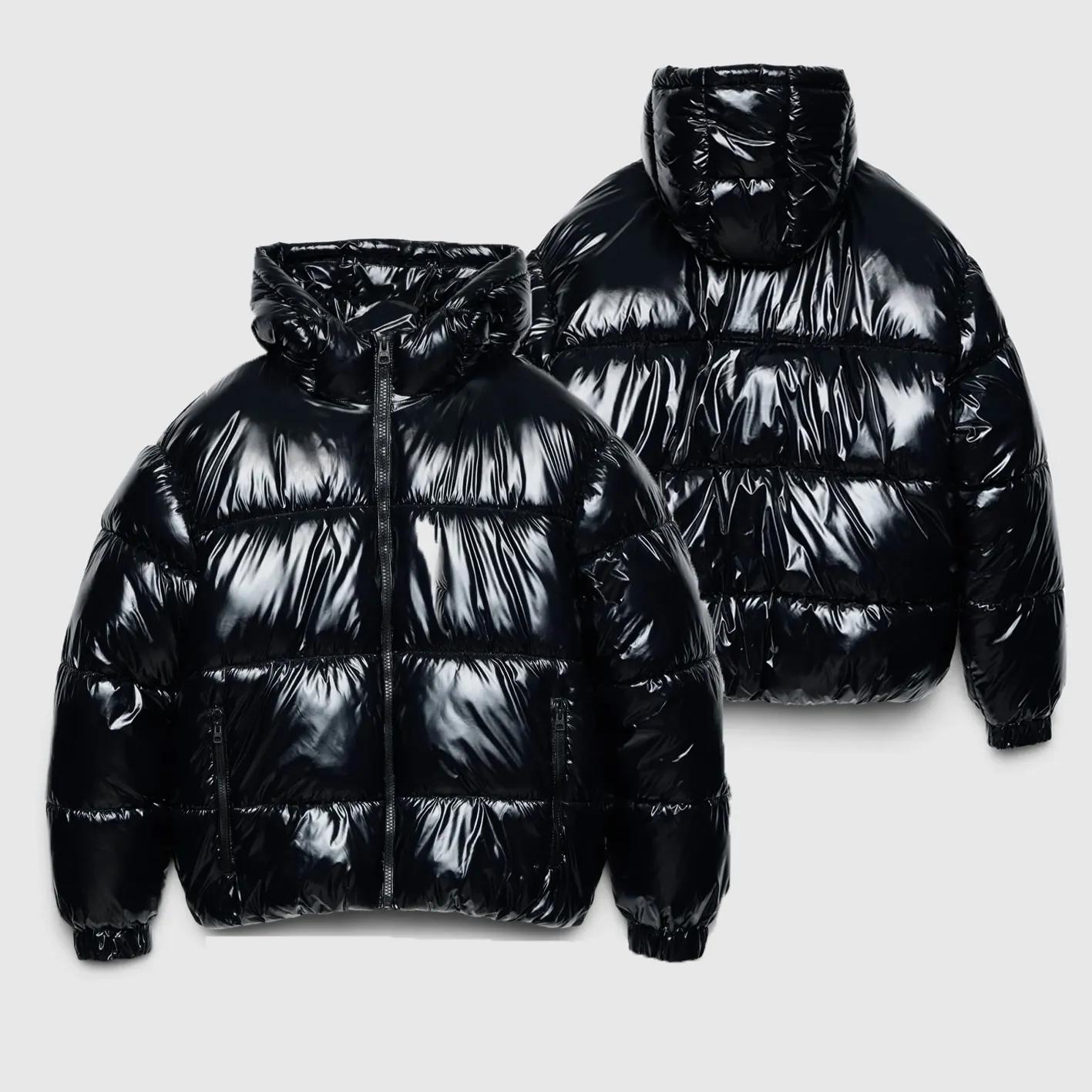 Padded jacket with shiny hood