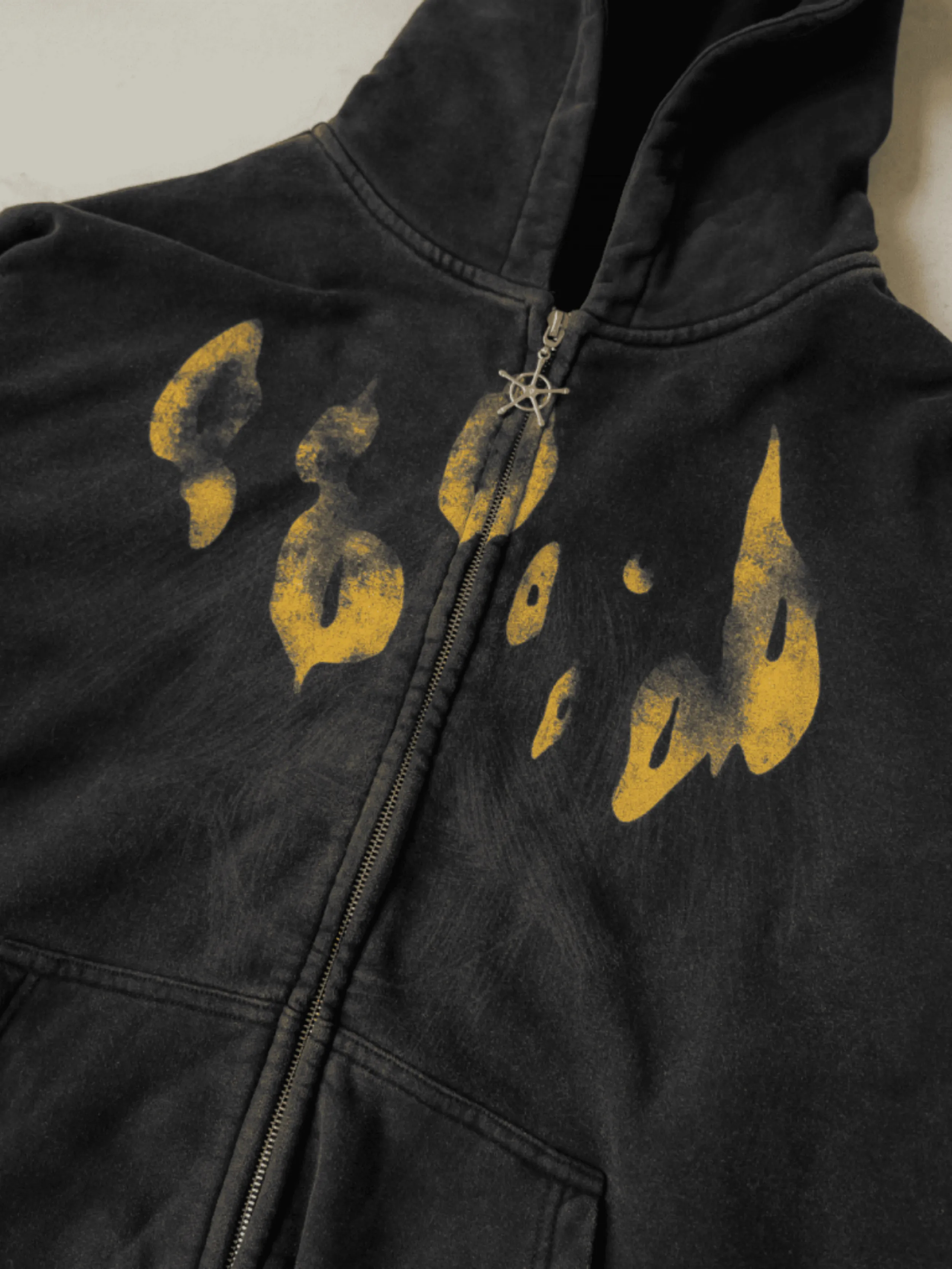 CROWN MARK Unisex Washed Zip Up Hoodie