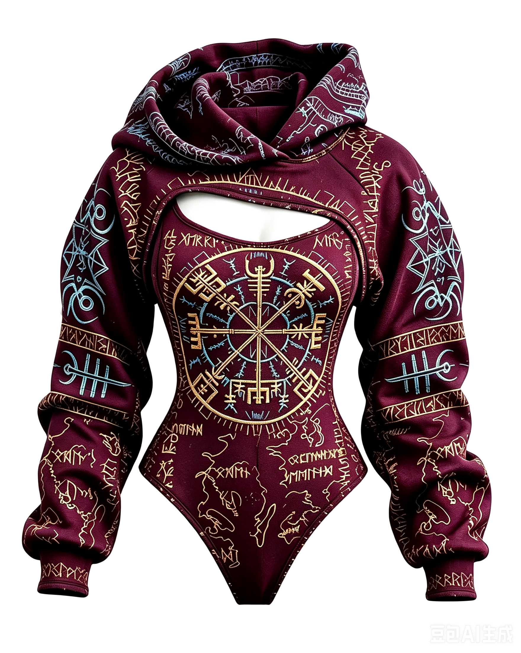 Women's Viking Totem Embroidered Asymmetrical Jumpsuit Two-Piece Set