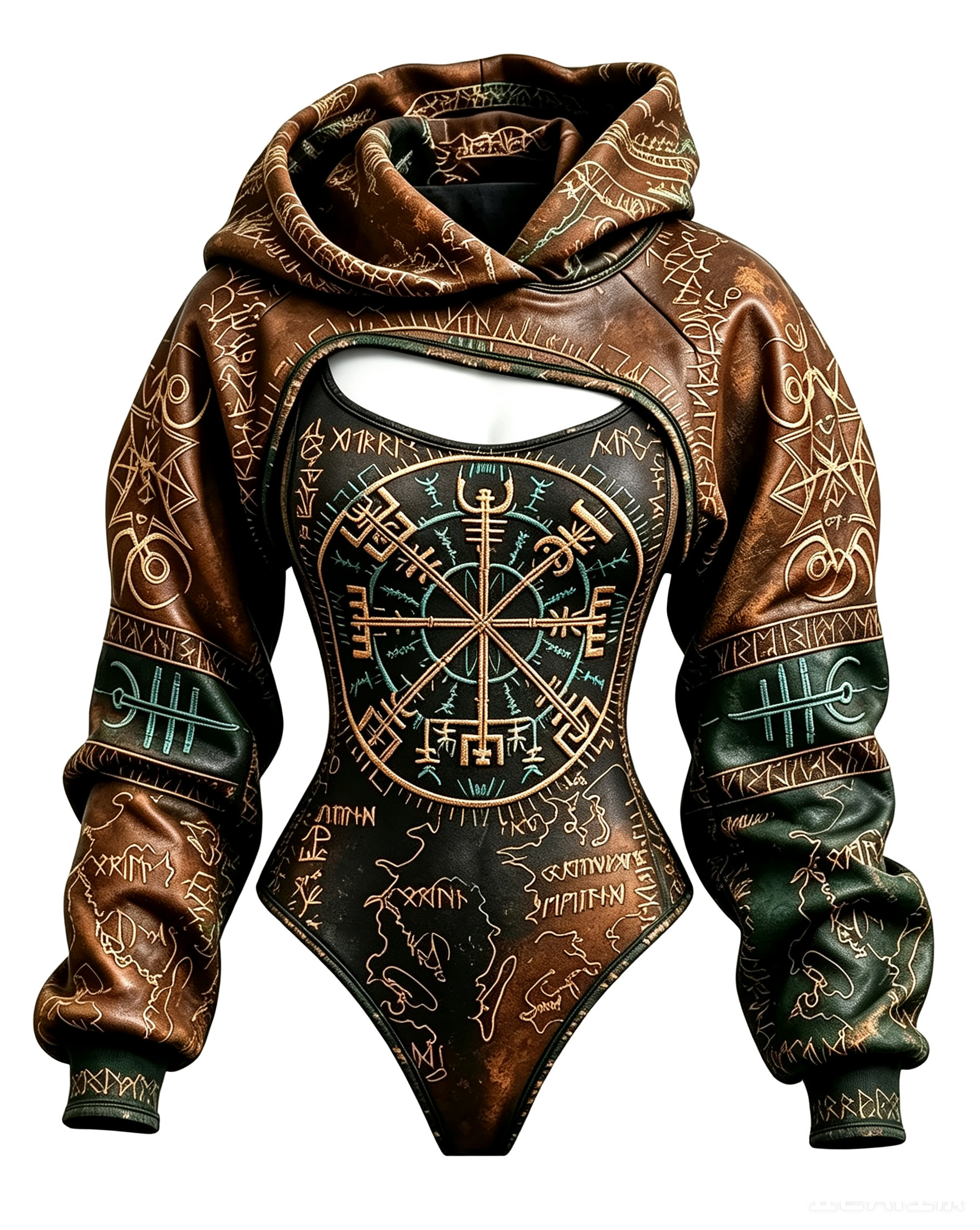 Women's Viking Totem Embroidered Asymmetrical Jumpsuit Two-Piece Set