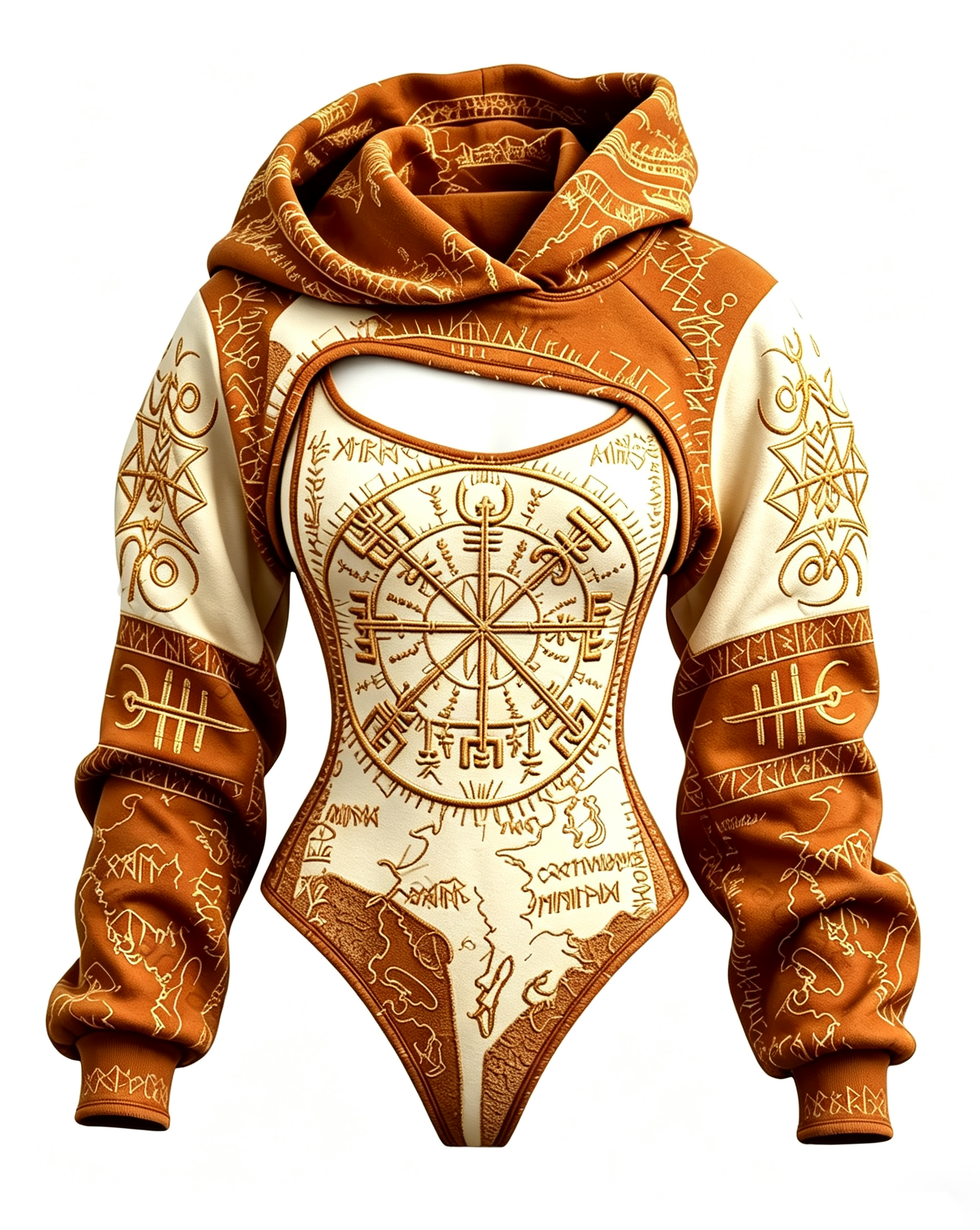 Women's Viking Totem Embroidered Asymmetrical Jumpsuit Two-Piece Set