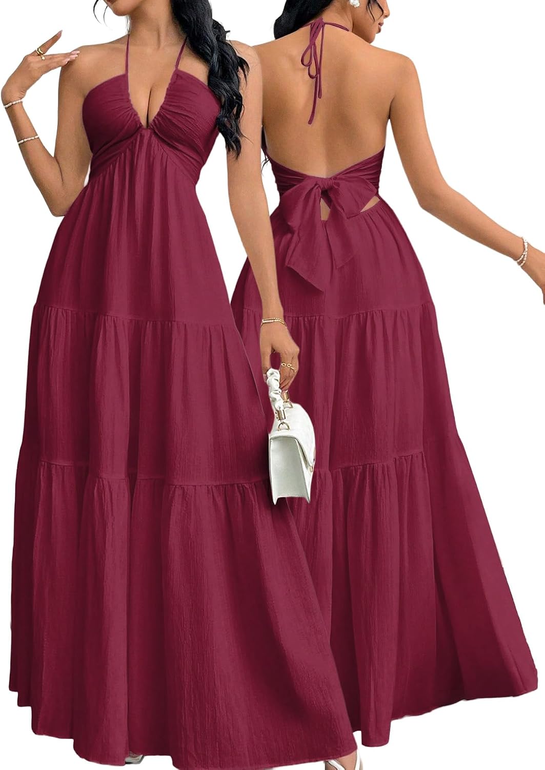Summer New Sexy V-Neck Dress, Loose Beach Style Split Dress, Women's Chic Fashionable Long Dress, Perfect for Vacation