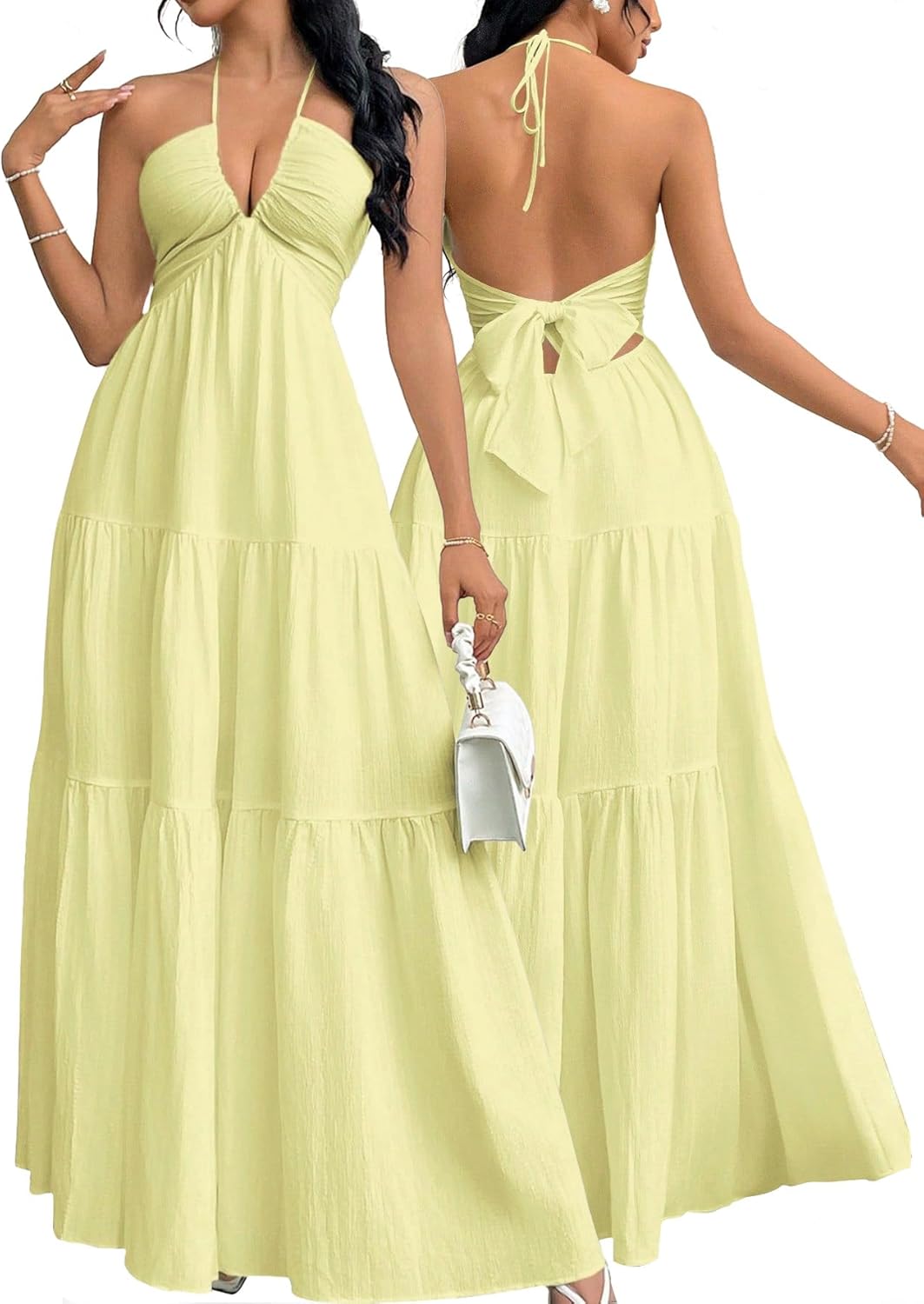 Summer New Sexy V-Neck Dress, Loose Beach Style Split Dress, Women's Chic Fashionable Long Dress, Perfect for Vacation