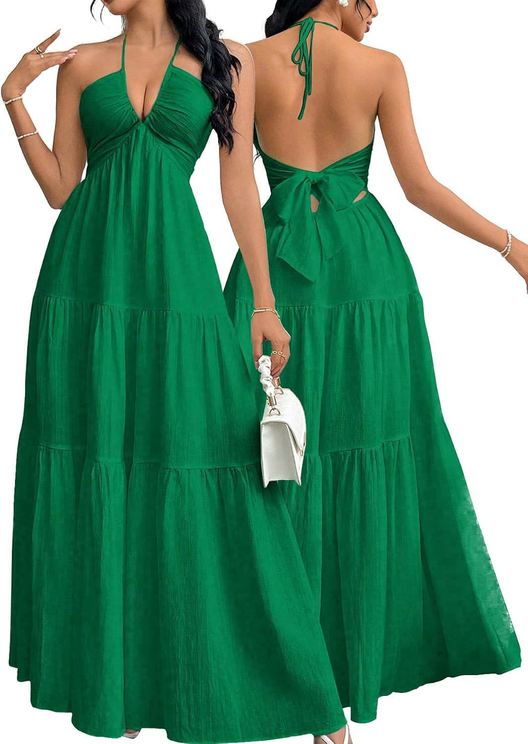 Summer New Sexy V-Neck Dress, Loose Beach Style Split Dress, Women's Chic Fashionable Long Dress, Perfect for Vacation