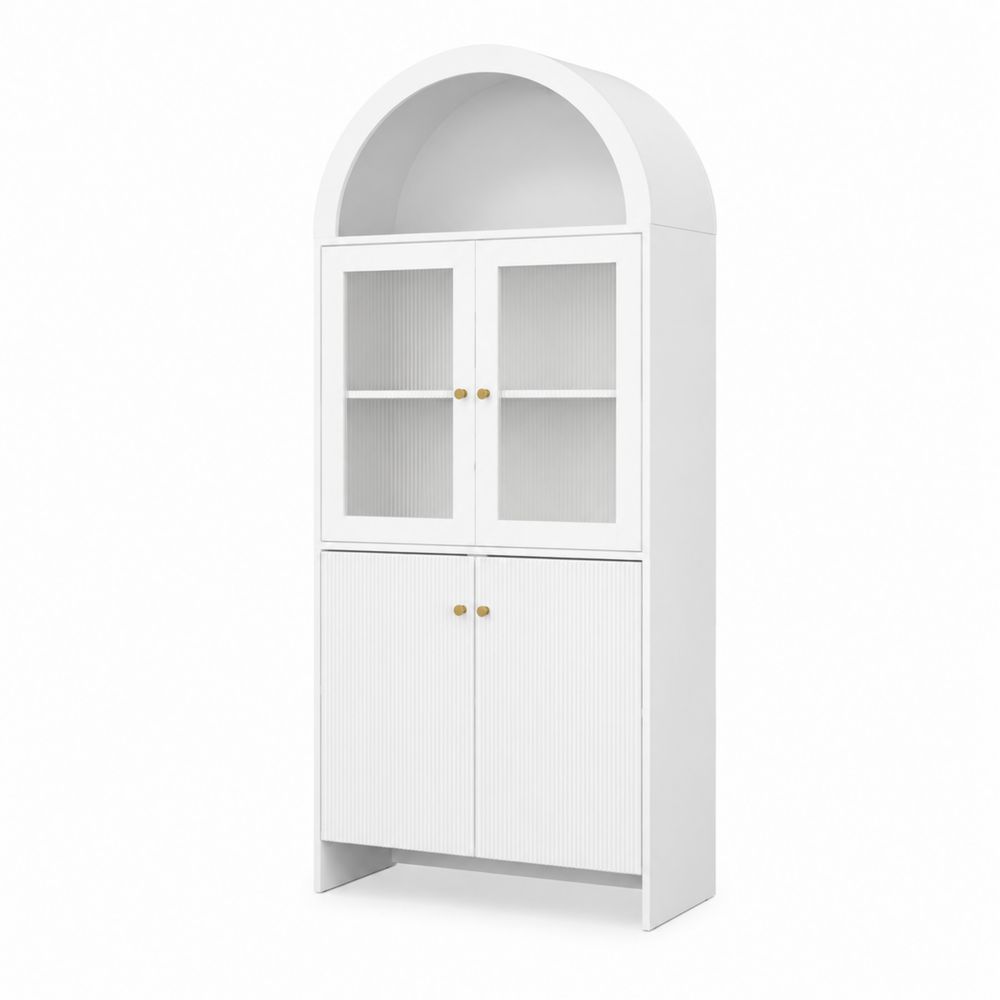 Biała szafa z MDF i szkła hartowanego 200 cm