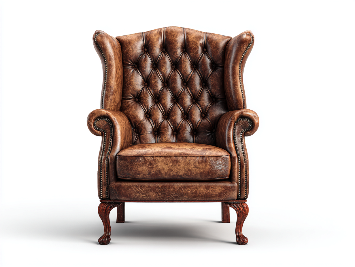 Ohrensessel aus Kunstleder und Holz 88x92x112 cm - Braun-Dunkelbraun - geeignet für Wohnzimmer - klassisches Chesterfield-Design-Sidorhadecor