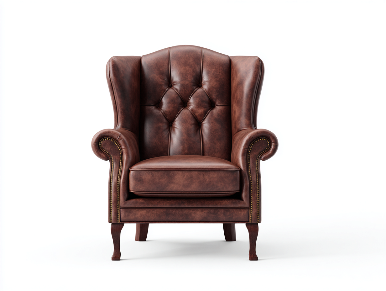 Ohrensessel Kunstleder-Holz 84x90x108 cm Braun - klassisches Design mit Knopfheftung-Sidorhadecor