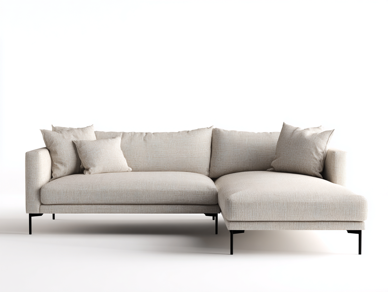 Ecksofa aus Stoff 240x160x82 cm - Cremeweiß-Schwarz - geeignet für Wohnzimmer - modernes Design-Sidorhadecor