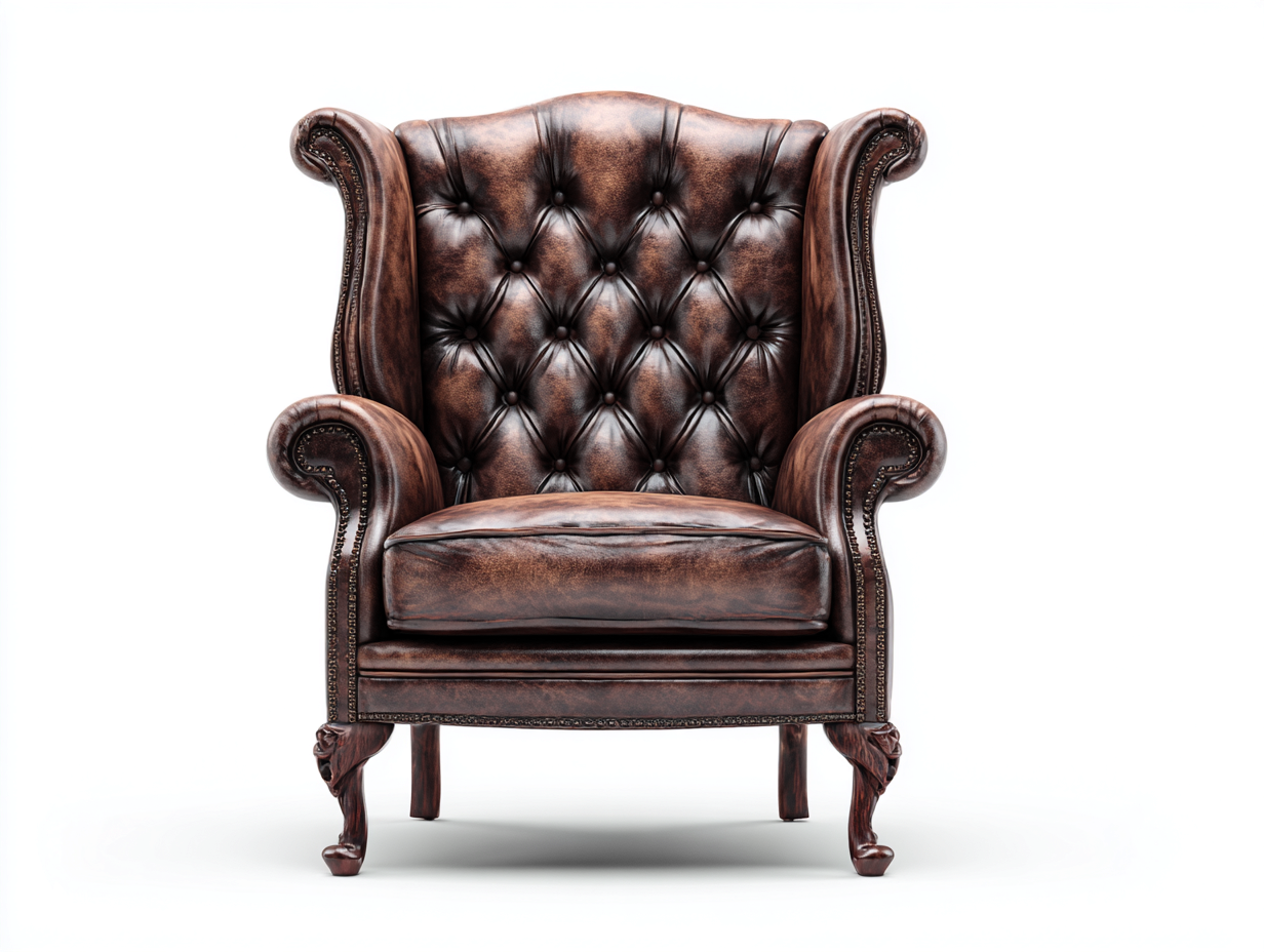 Ohrensessel 88x92x112 cm - Kunstleder-Holz - Braun - mit Armlehnen - klassisches Design-Sidorhadecor