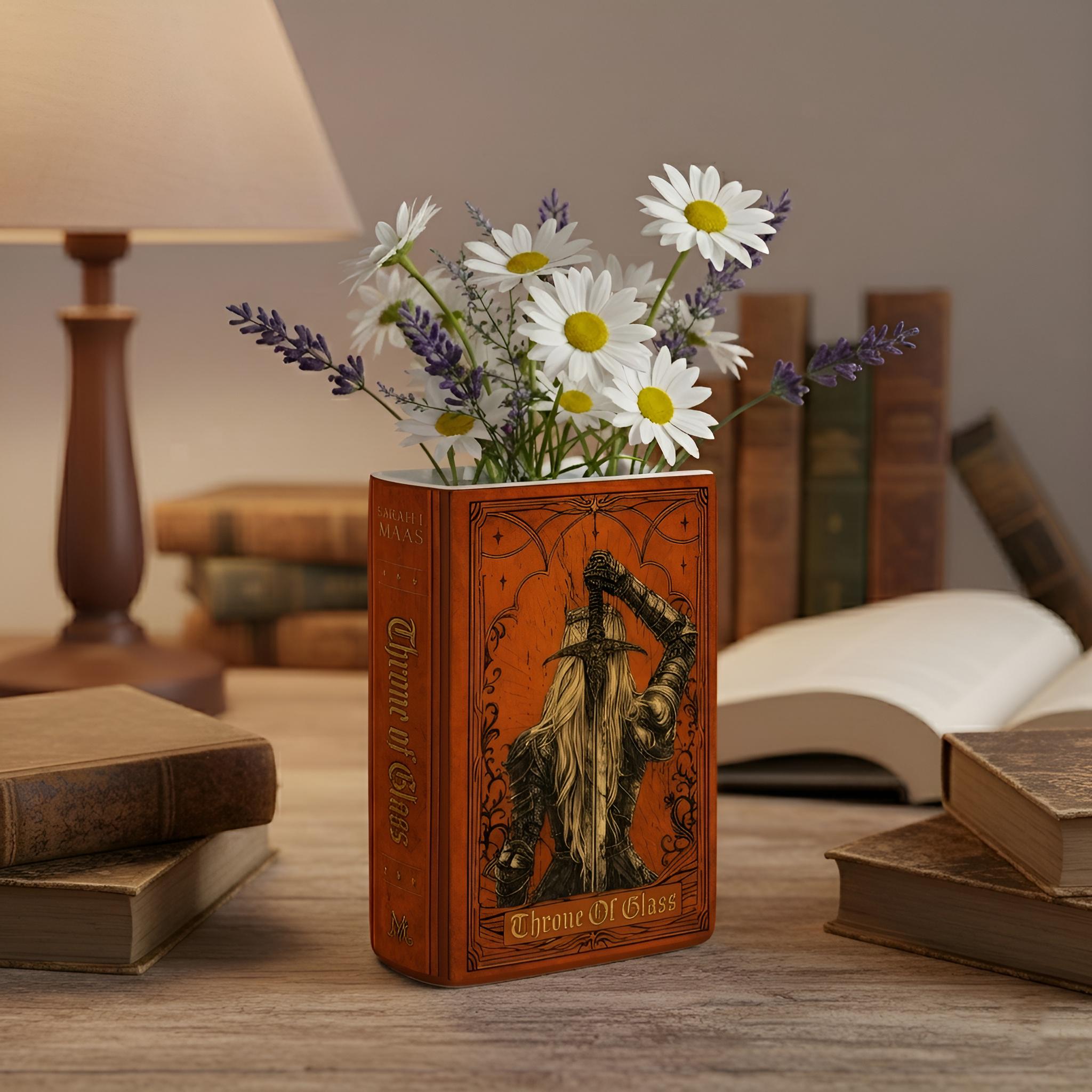 Fantasy Hardcover Book Vase – Decorative Floral Vase for Book Lovers & Cozy Home Décor