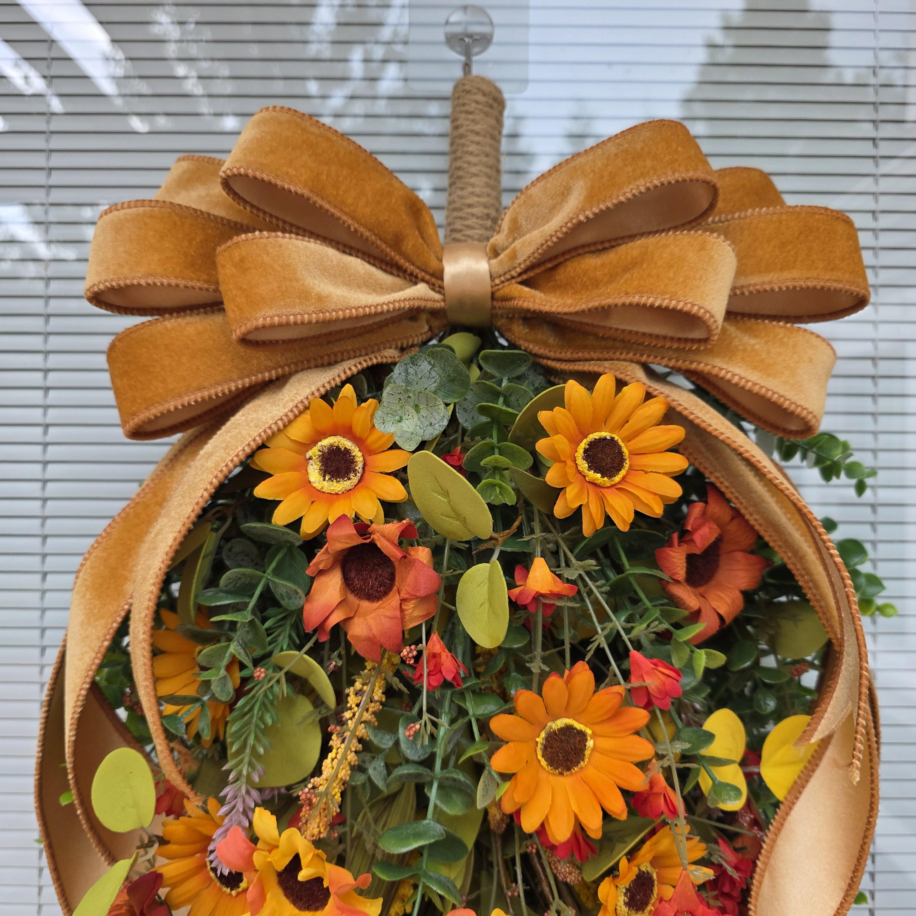Autumn Sunflower Door Wreath – Rustic Fall Floral Hanging Decoration