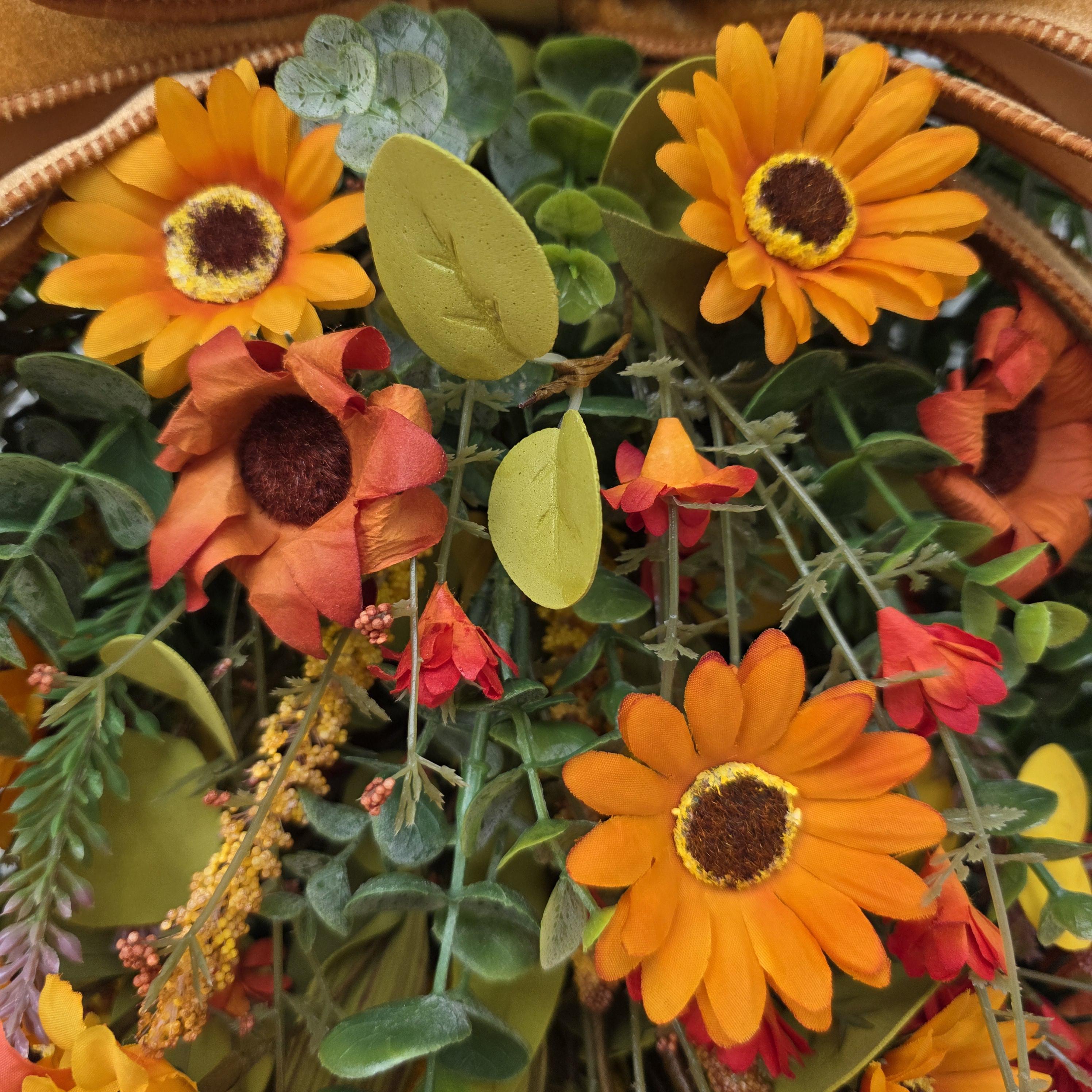 Autumn Sunflower Door Wreath – Rustic Fall Floral Hanging Decoration