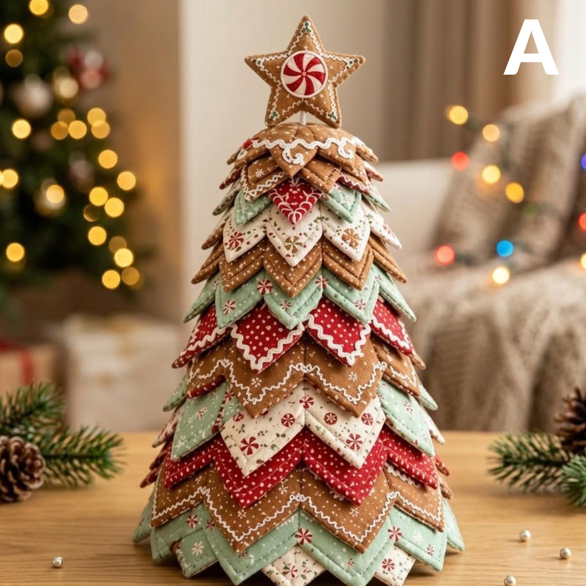 Handcrafted Gingerbread Christmas Tree – Cozy Holiday Tabletop Decor