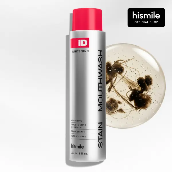 Hismile iD Stain Whitening Mouthwash for White Teeth, Freshens Breath with Essential Oils 237ml