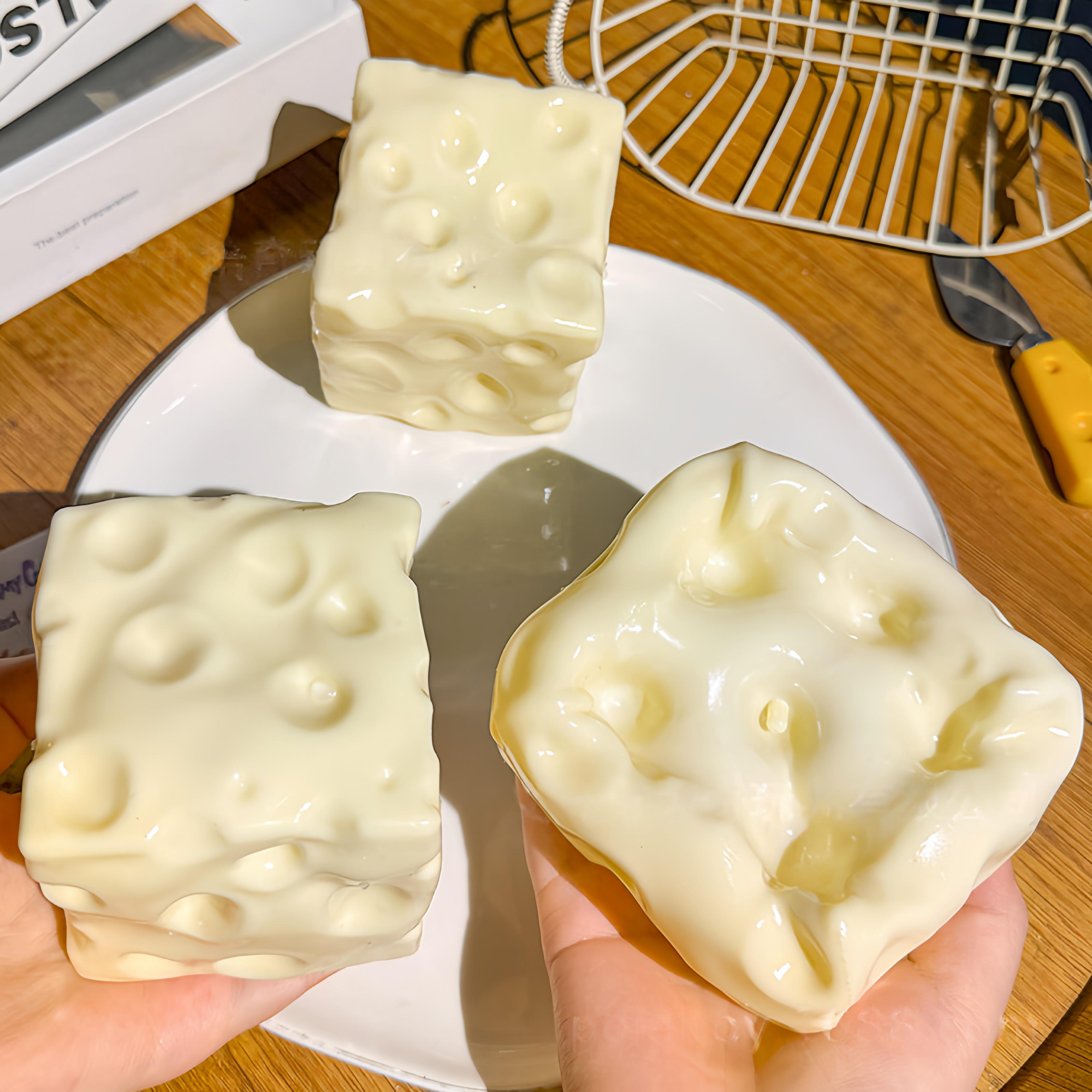 Jollyjoy squishy Cheese Squishy Petroleum jelly Cheese Block Squishy Stressrelief Stress ball  Filled with Petroleum jelly Cheese Squishy Desktop Ornament for Adults, Portable Office Decompression Decor, Ideal Party Favor & Holiday Mini Gift