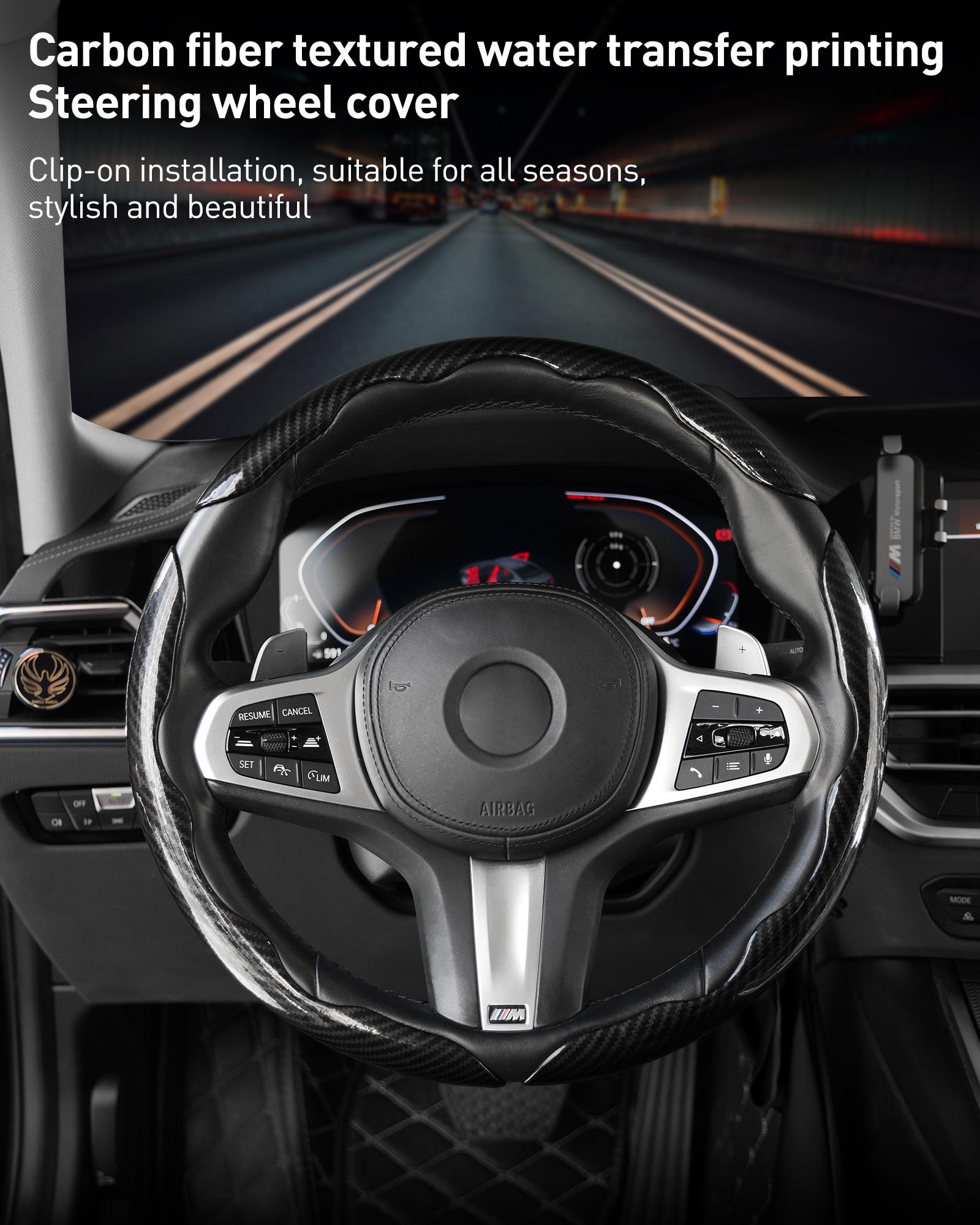 Car Steering Wheel Cover, Non slip Design Steering Wheel Protector, Universal Car Steering Wheel Cover for 15 Inch, Decor Gadgets, Car Accessories, Men Gifts, Car Essentials, Vehicle, for Racing anti slip sport all season use