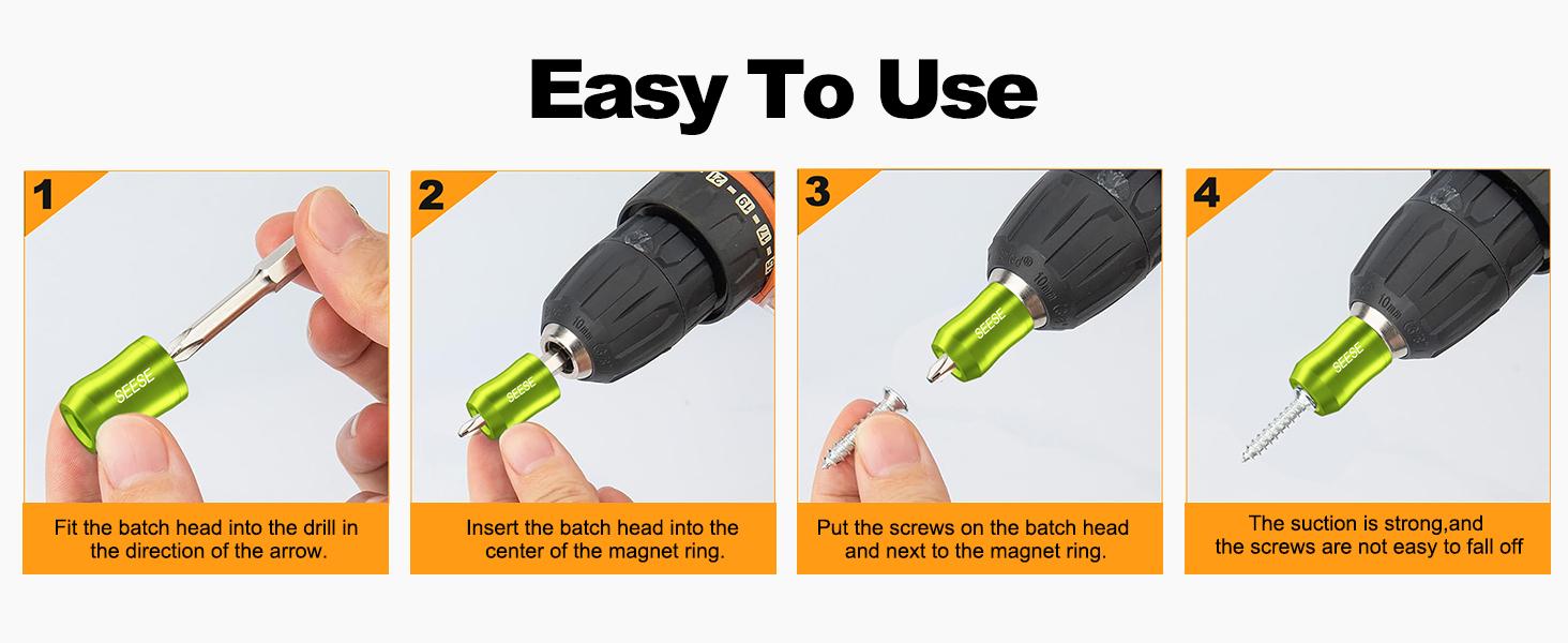 SEESE Strong Magnetic Screw Ring: 1/4 Inch/ 6.35 mm Universal Magnetic Screw Holder - Removable Magnetic Screwdriver Drill Bit Holder for Hex Screwdriver and Power Bits SEESE Strong Magnetic Screw Ring: 1/4 Inch/ 6.35 mm Universal Magnetic Screw Holder - Removable Magnetic Screwdriver Drill Bit Holder for Hex Screwdriver and Power Bits