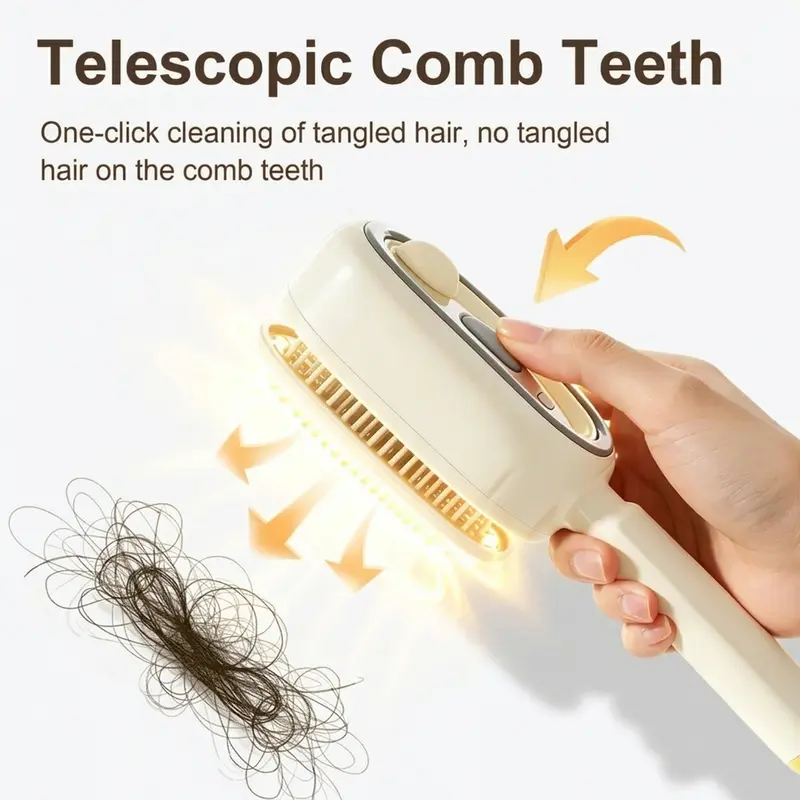 Electric Steam Brush, Electric Spray Air Cushion Massage Comb for Women, Rechargeable Water Spray Hair Brush, Detangling & Anti-Static Hair Brush, Reduce Frizz, Smooth & Nourish