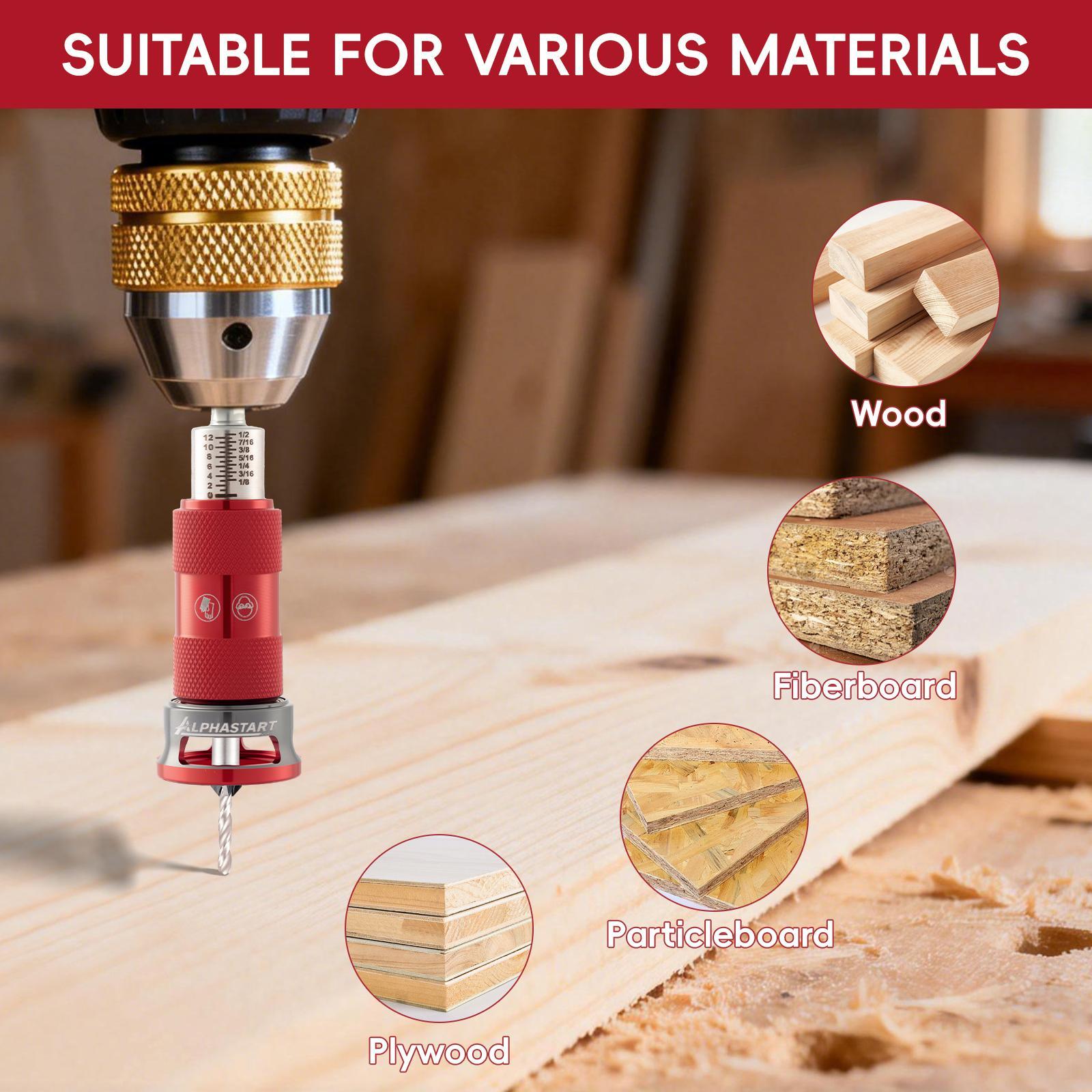 ALPHASTART 4PCS HCS (High Carbon Steel) 4-Blade Countersink Drill Bit Set with Adjustable Depth Stop, L-Shape Wrench, Work Tools for Precision Drilling, Suitable for Wood and Plastic, Tool Included for Drilling in Wood and Plastic