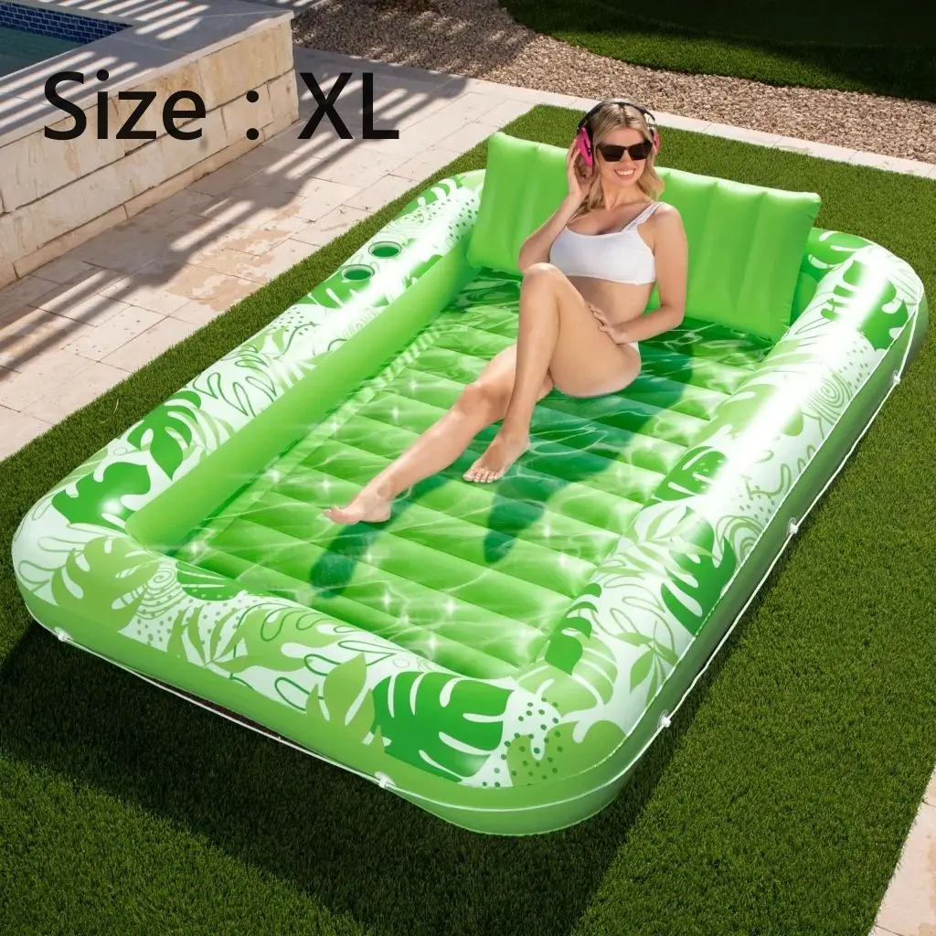 Sloosh-L/XL Inflatable Tanning Pool Lounge Float With Cup Holder