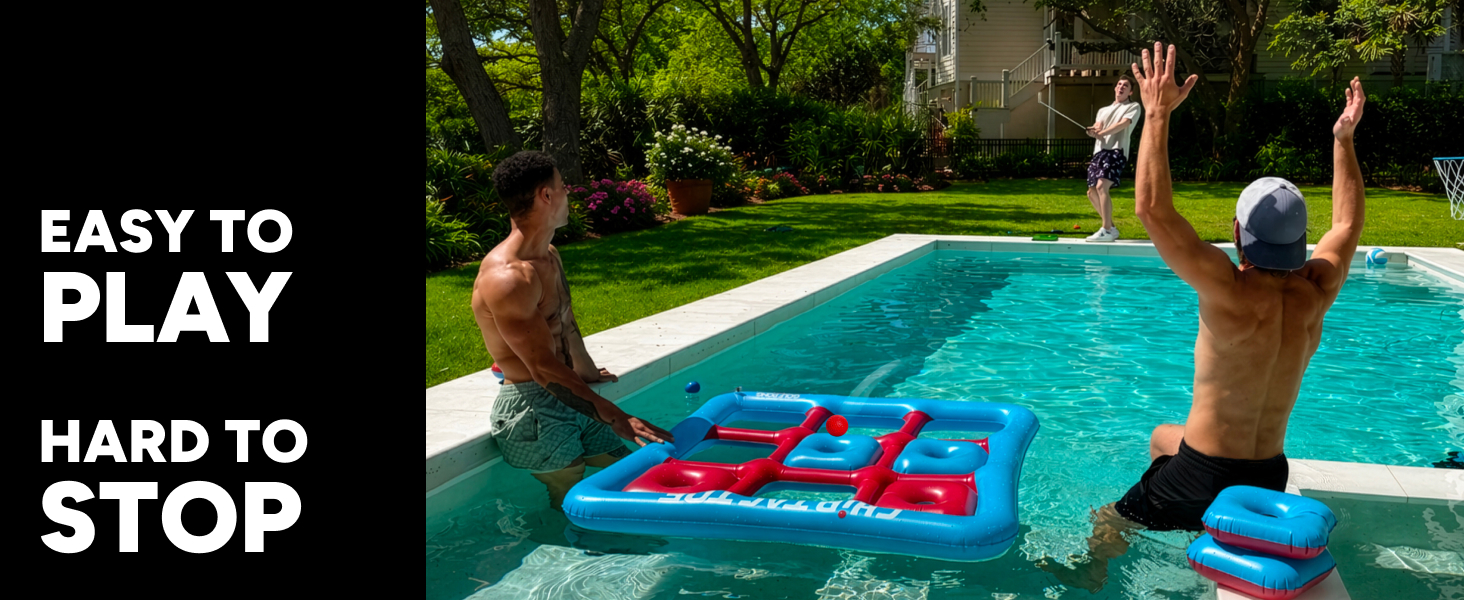 Chip Tac Toe golf chipping game for the pool is easy to play and hard to stop