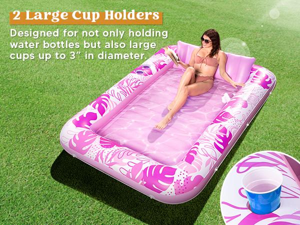 Sloosh-L/XL Inflatable Tanning Pool Lounge Float With Cup Holder, 70"X46"/85″ x 57″ More Large Sun Tan Tub Adult Pool Floats Raft Summervibes Sloosh-L/XL Inflatable Tanning Pool Lounge Float With Cup Holder, 70"X46"/85″ x 57″ More Large Sun Tan Tub Adult Pool Floats Raft Summervibes