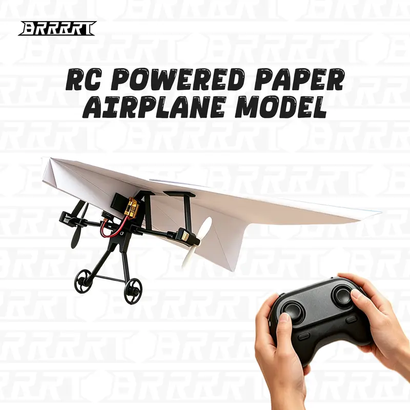BRRRRT Power-Up RC Paper Airplane Kit with Gyro Stabilizer – DIY Electric Remote Control Plane with Dual Propellers, Lightweight Foldable Flying STEM Toy for Kids & Adults, Perfect Birthday Gift
