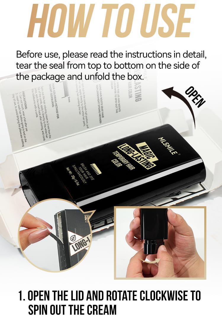 Temporary Hair Color Brush, Long-Lasting Hair Dye with Comb Applicator 