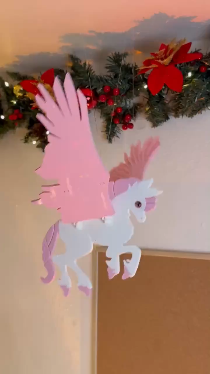 Flying Pegasus with Pink Wings – Floating Hanging Mobile