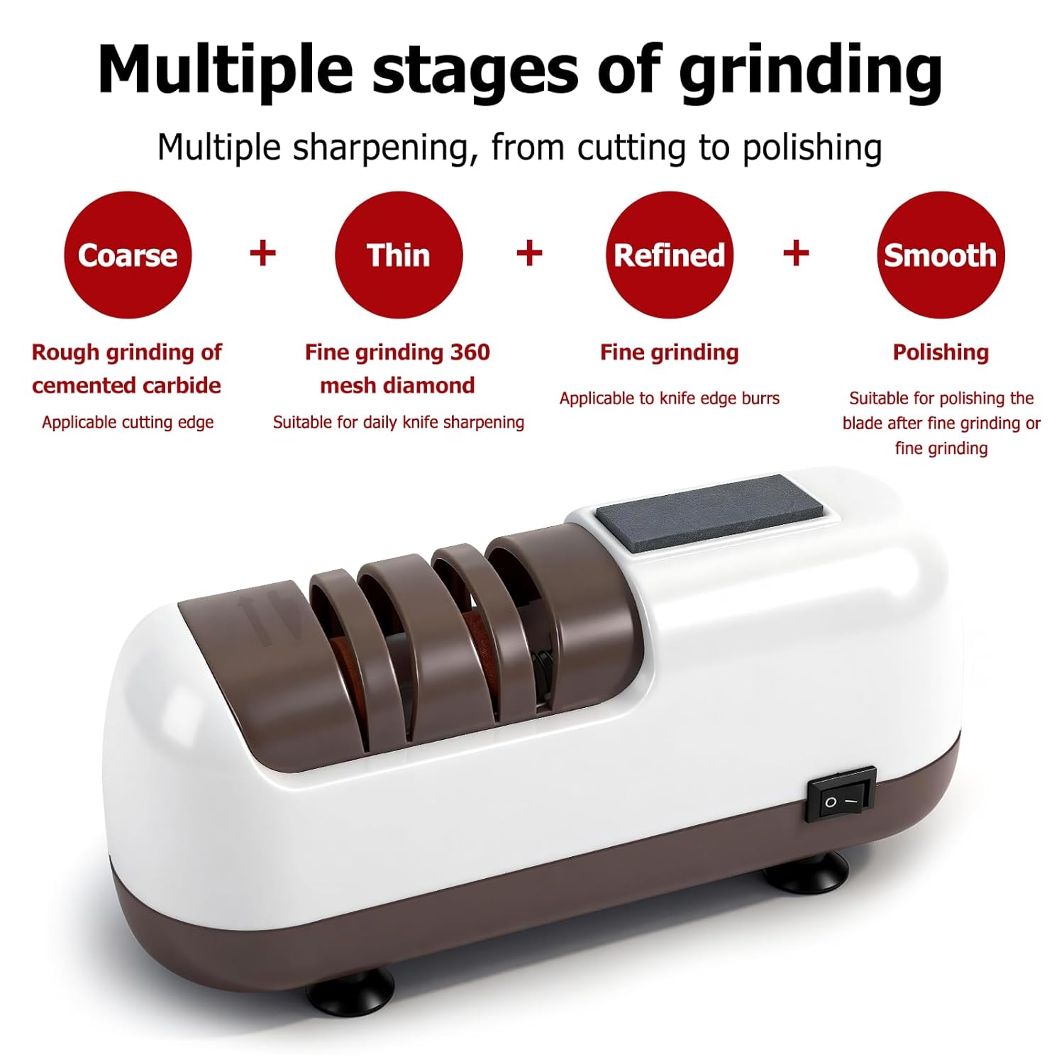 Electric Knife Sharpener, Electric Knife Sharpener for Rough and Fine, Ergonomic Electric Knife Sharpener Professional, for Knives with Straight Blade, Serrated Knives and Scissors