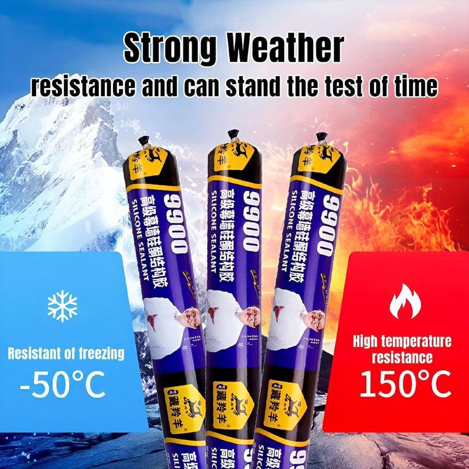 9900 Silicone Sealant, Neutral Cure Waterproof Adhesive for Kitchen, Bath, Window & Door, Weatherproof Exterior & Interior Caulk, 27 Ounce（800ML）