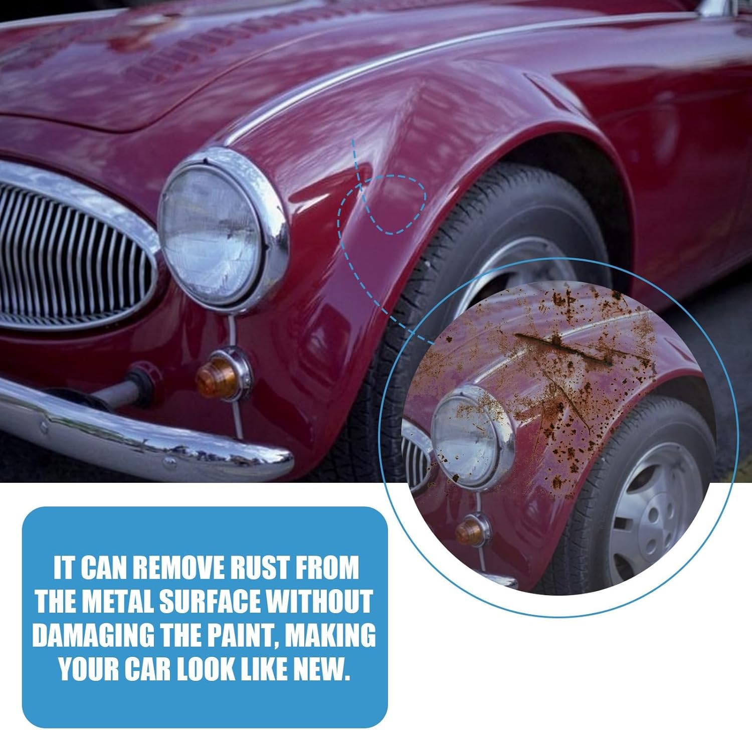 120ML Car Rust & Iron Particle Remover Spray, Heavy Duty Rust Cleaner, Fast Acting Rust Remover Spray for Cars, Brake Dust, Wheels & Metal Tools, Chains, Stainless Steel, Multi-Surface Cleaner