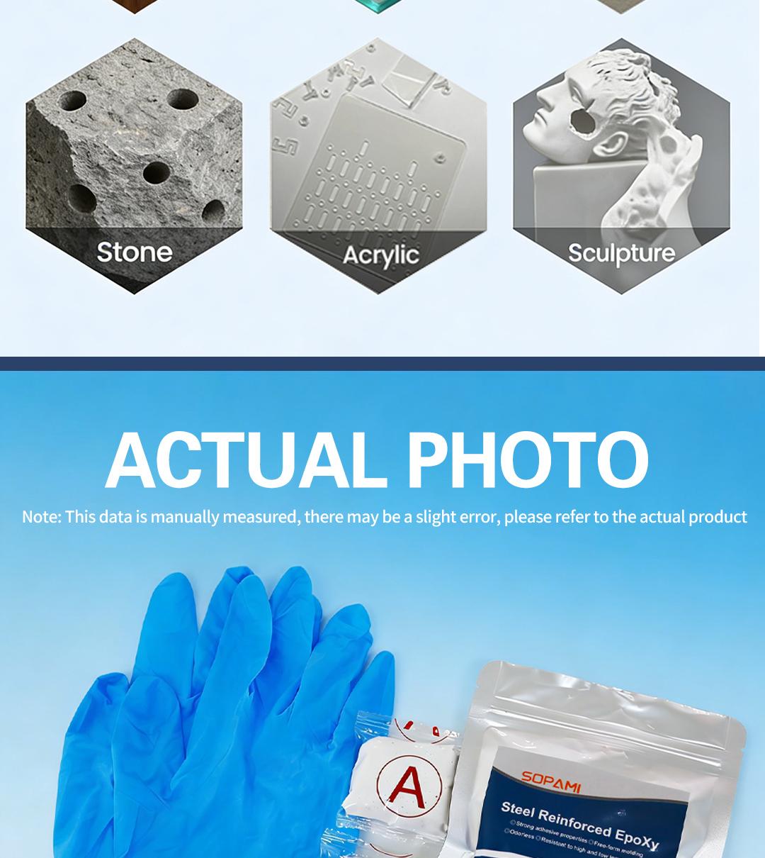 SOPAMI Steel Reinforced Epoxy Putty, Easy Operation, High Strength & Strong Adhesion, Excellent Restoration, Waterproof Heat Resistant Drillable, Permanent Repair Putty for Metal Wood Ceramic Concrete Plastic PVC Pipe Leaks Cracks Holes & Broken Parts fat