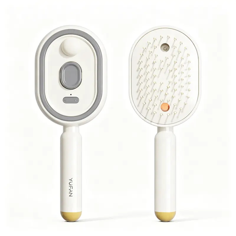 Electric Steam Brush, Electric Spray Air Cushion Massage Comb for Women, Rechargeable Water Spray Hair Brush, Detangling & Anti-Static Hair Brush, Reduce Frizz, Smooth & Nourish