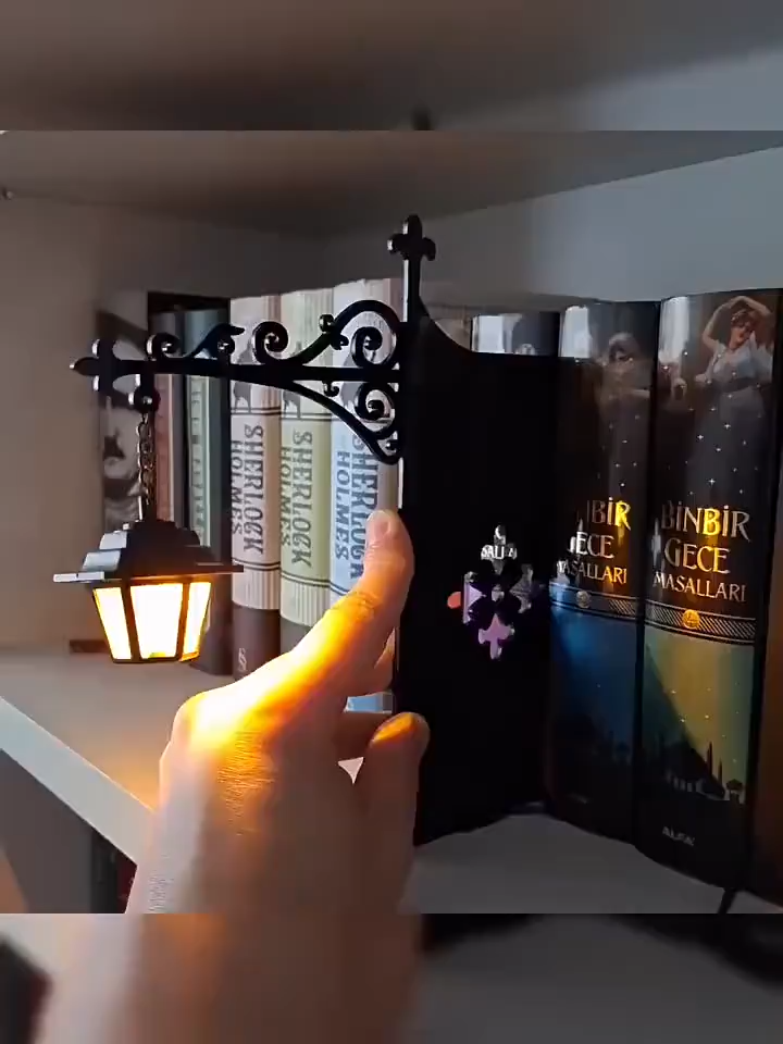 Gothic Bookshelf Lamp, Book Lover Gift, Hanging Lantern or Ghost Light, Cozy Reading Nook Shelf Decor