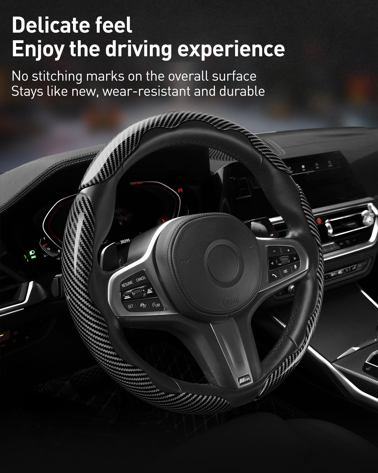 Car Steering Wheel Cover, Non slip Design Steering Wheel Protector, Universal Car Steering Wheel Cover for 15 Inch, Decor Gadgets, Car Accessories, Men Gifts, Car Essentials, Vehicle, for Racing anti slip sport all season use