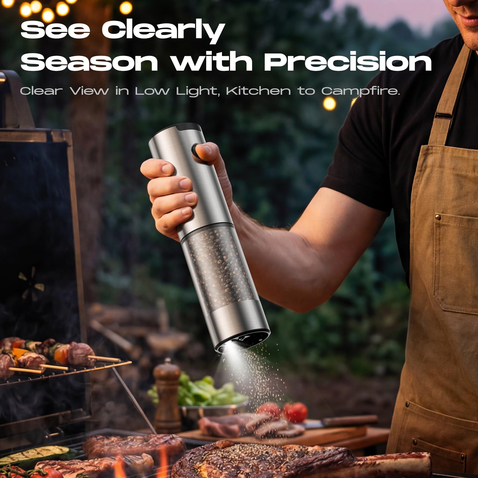 Rechargeable Electric Salt and Pepper Grinder Set Large Capacity Pepper Mill with LED