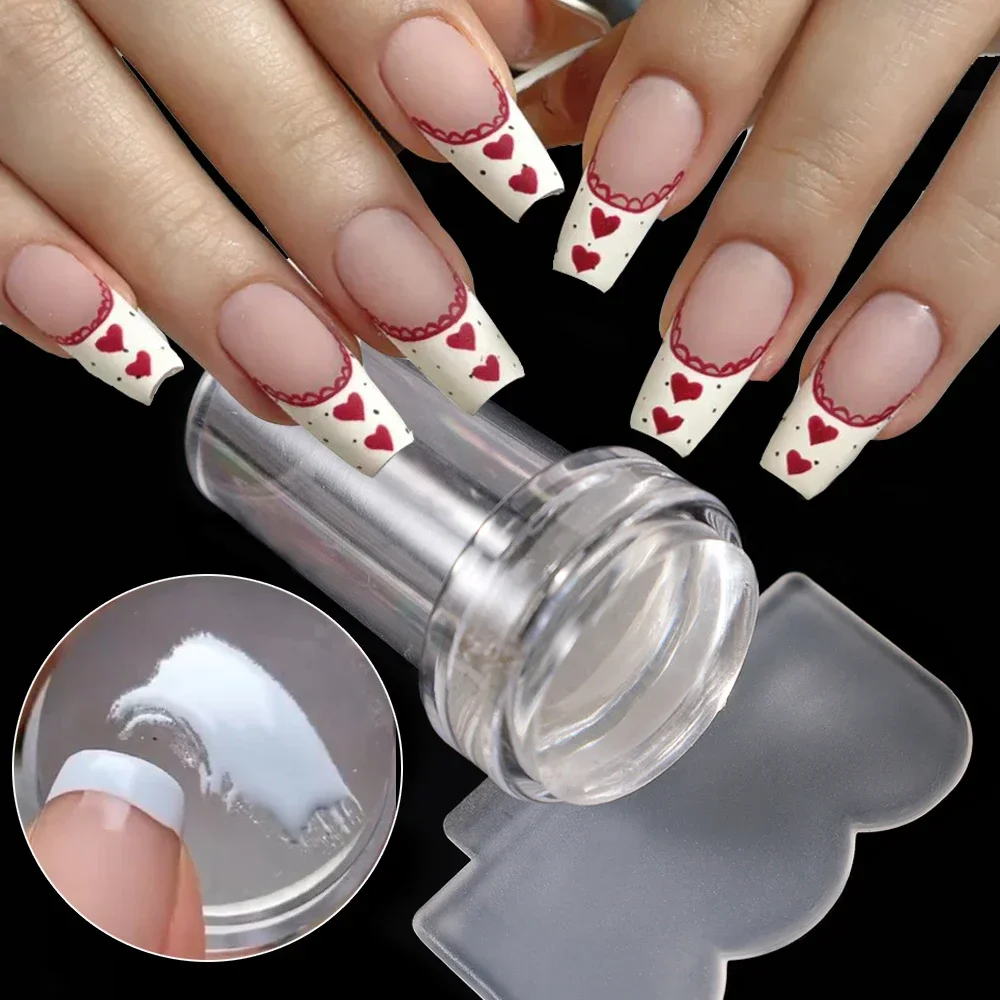 Jelly Clear Nails Stamper Nails Scrapers Silicone Nails Art Stamper Nails Stamping Kits Nails Art Tools Nails Salon Home