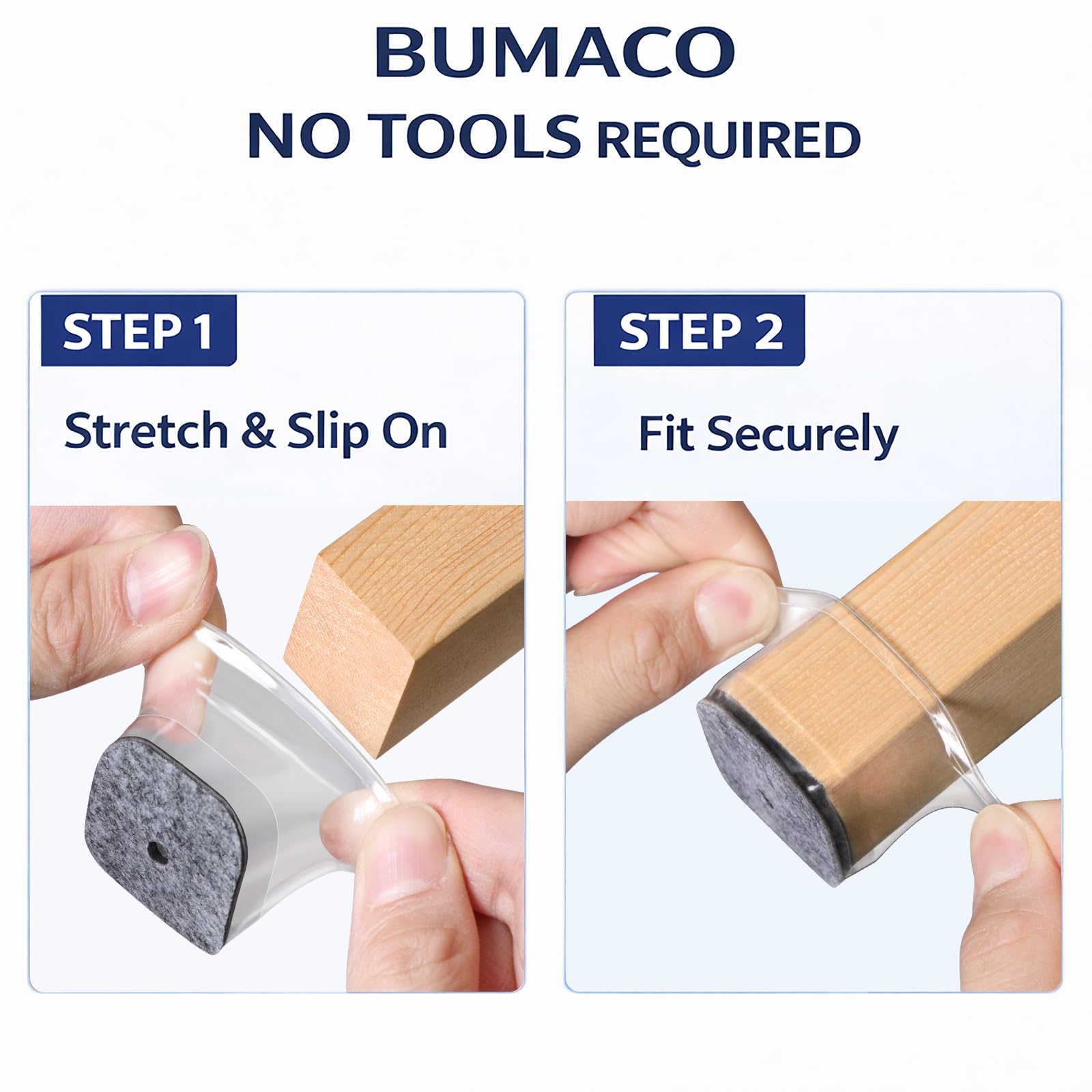 Chair Leg Floor Protectors - Silicone Felt Pads, Scratch-Proof & Noise-Free, Easy Smooth Moving