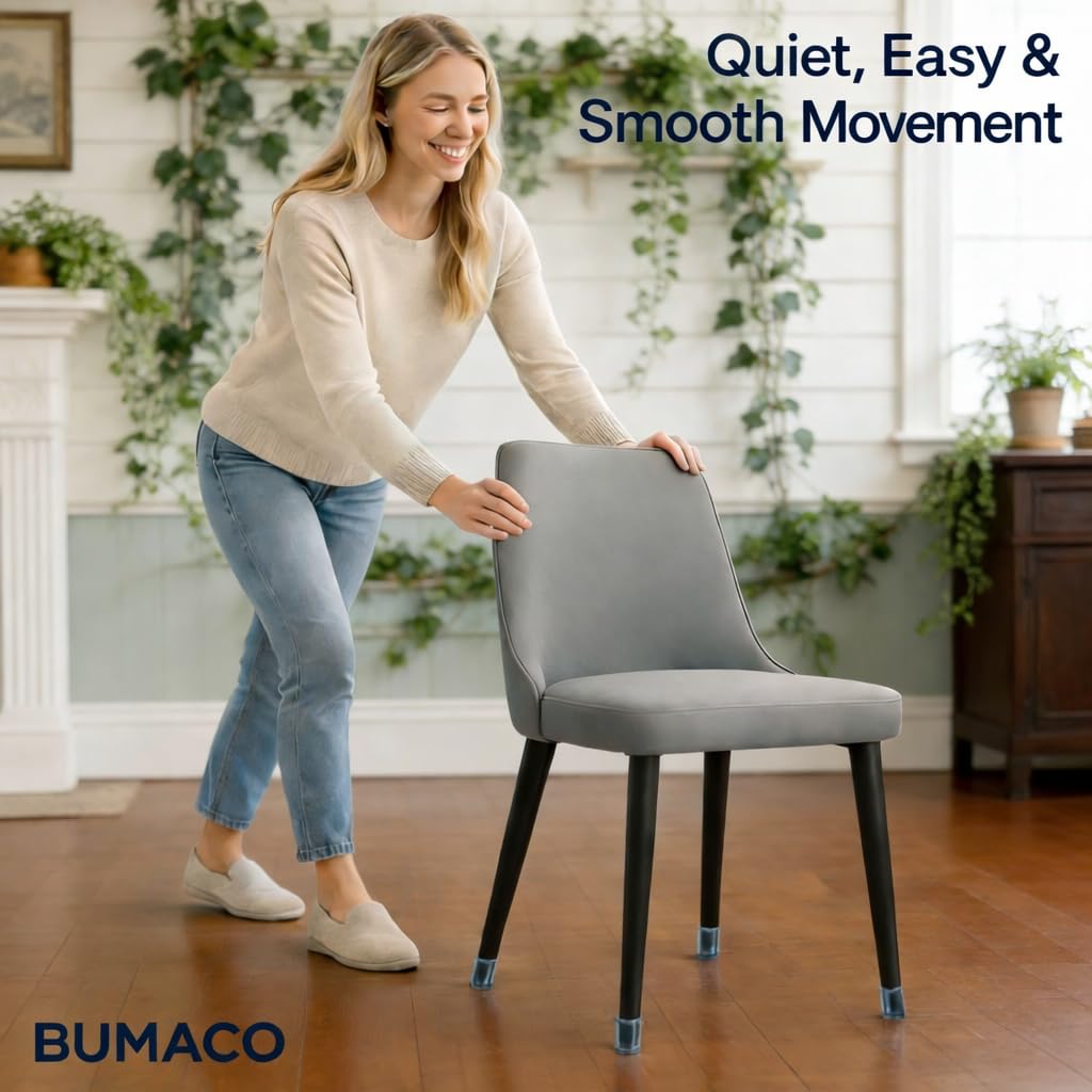 Chair Leg Floor Protectors - Silicone Felt Pads, Scratch-Proof & Noise-Free, Easy Smooth Moving