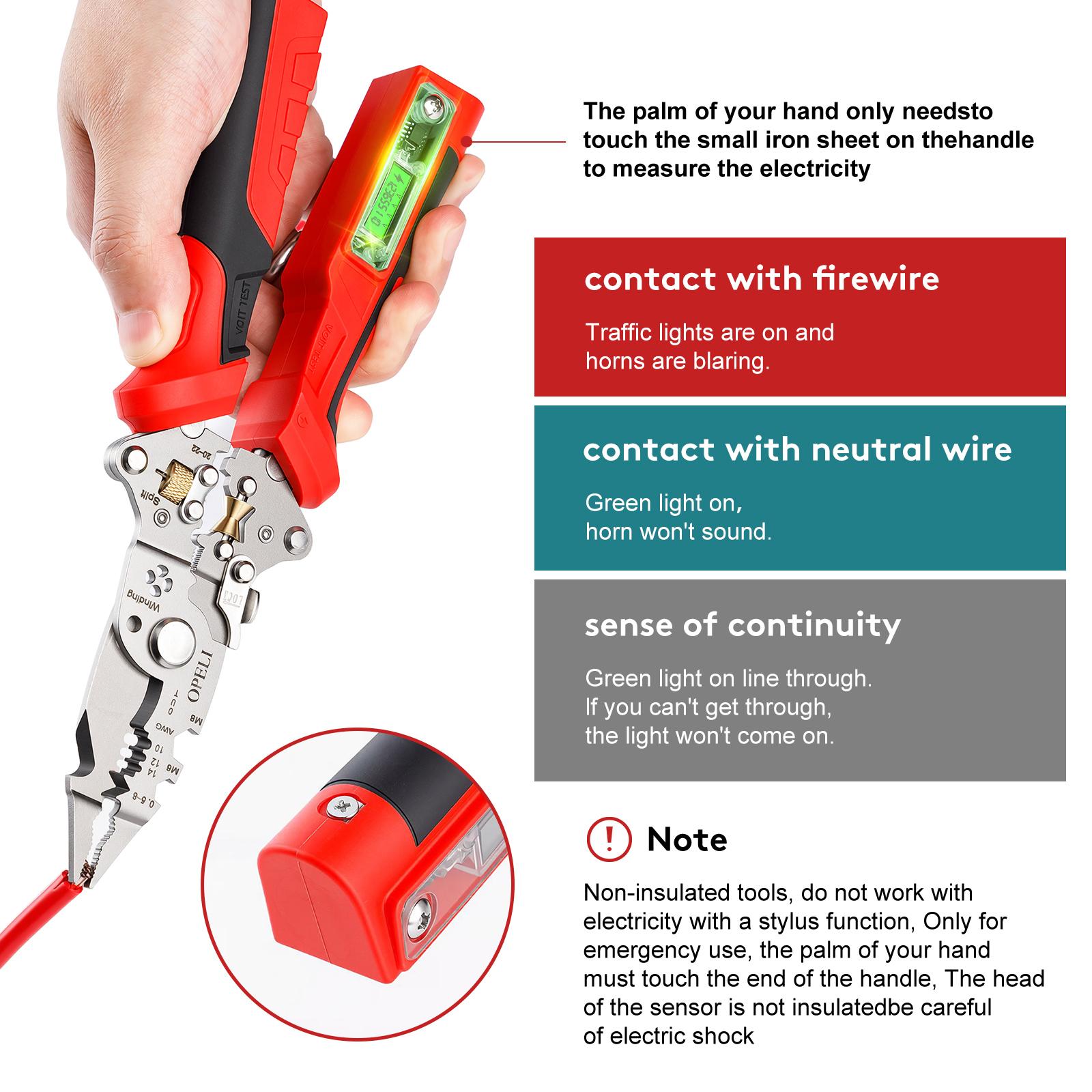 OPELI 16-in-1 Wire Stripping Pliers, 2026 New Rechargeable Wire Strippers Tool with Voltage Tester&Alarms, Detectable 12-250V, Heavy-Duty Electrical Pliers&Wire Cutters&ndash;for Professional and Home Use